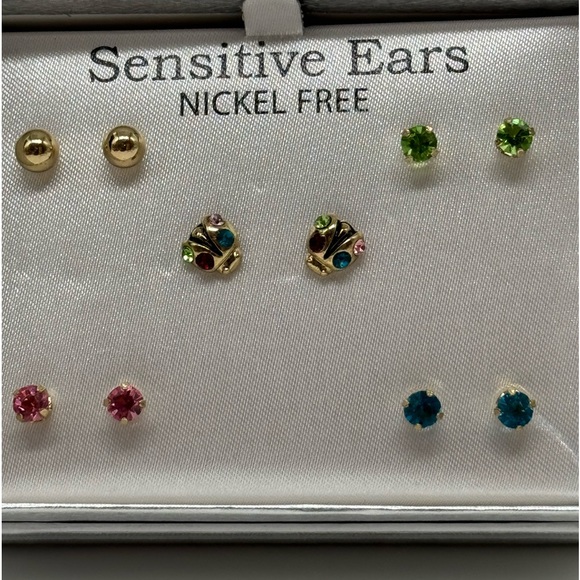 Box Set 5 Pairs Post Earrings Multi Color - Picture 4 of 5